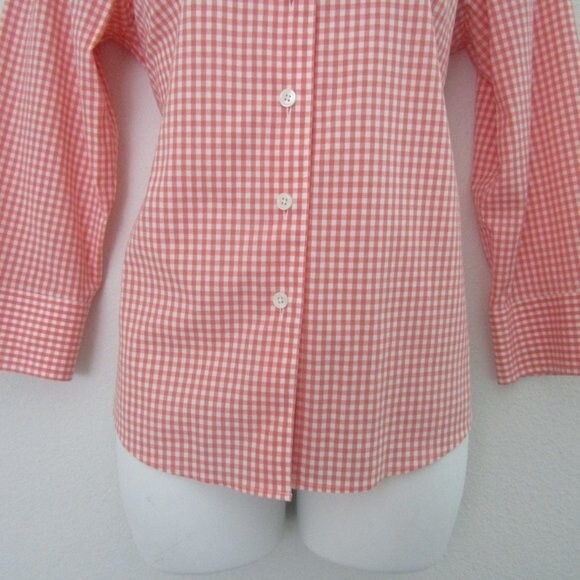 Talbots Vintage Top 6 Orange Plaid Preppy Coastal Grandma Classic Business - Picture 3 of 9
